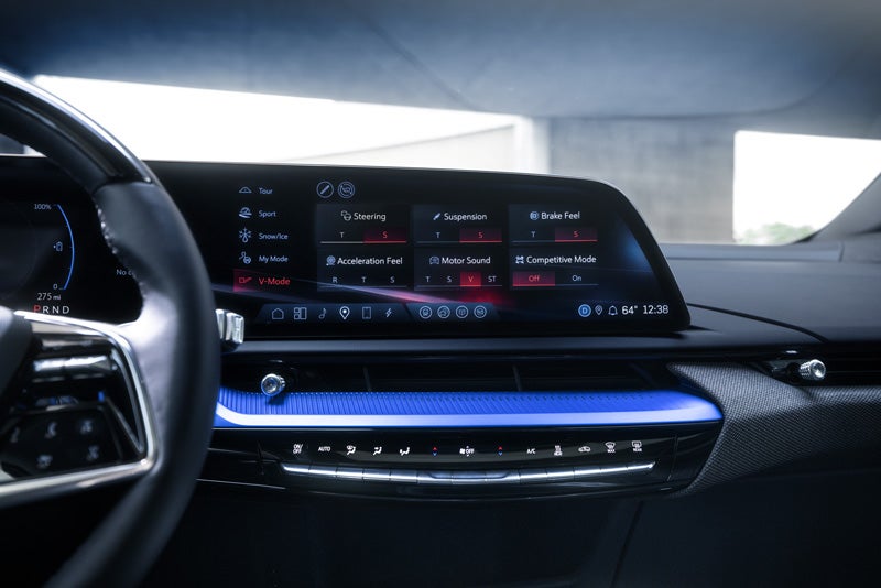 The 2026 OPTIQ-V Display Screen Displaying the V-Mode Settings | Mitch Hall Cadillac in Lamesa TX