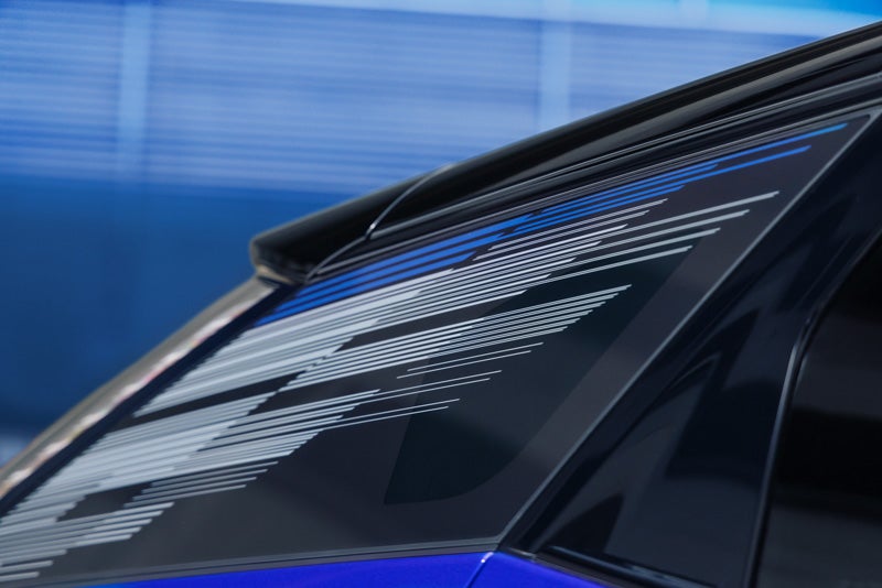 Close-up of the Modern Pattern on the 2026 OPTIQ-V Rear Quarter Glass | Mitch Hall Cadillac in Lamesa TX